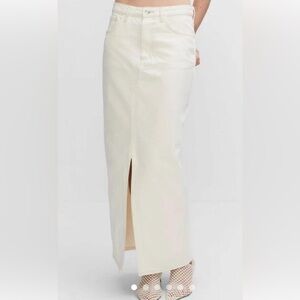 MNG by Mango Denim Maxi Skirt in Ecru